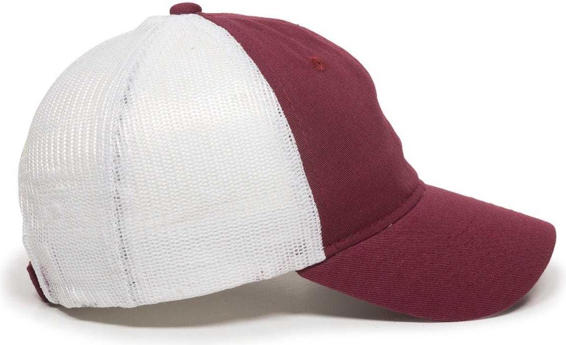 OC Sports FWT-130 Garment Wash Mesh Back Baseball Cap - Burgundy White | HIT a Double