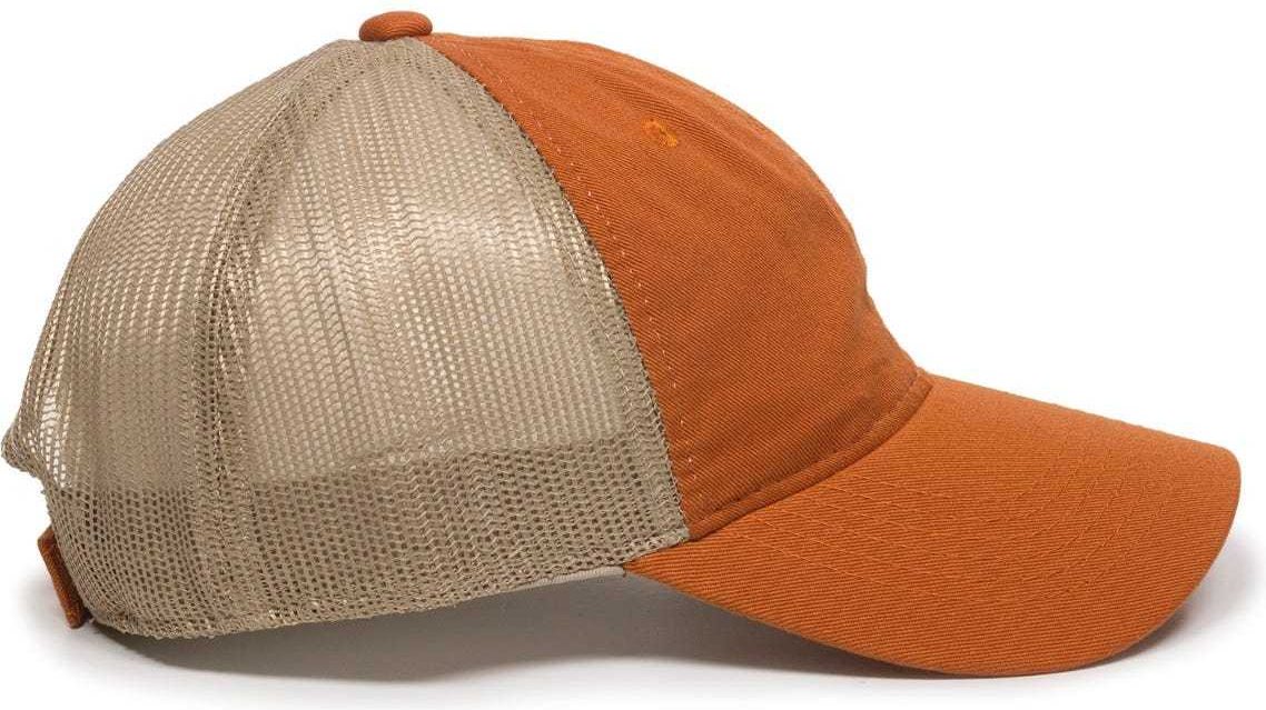 OC Sports FWT-130 Garment Wash Mesh Back Baseball Cap - Bt Orange Tan | HIT a Double