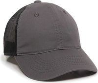 OC Sports FWT-130 Garment Wash Mesh Back Baseball Cap - Charcoal Black | HIT a Double