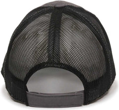 OC Sports FWT-130 Garment Wash Mesh Back Baseball Cap - Charcoal Black | HIT a Double