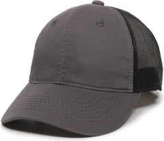OC Sports FWT-130 Garment Wash Mesh Back Baseball Cap - Charcoal Black | HIT a Double