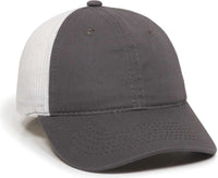 OC Sports FWT-130 Garment Wash Mesh Back Baseball Cap - Charcoal White | HIT a Double