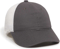 OC Sports FWT-130 Garment Wash Mesh Back Baseball Cap - Charcoal White | HIT a Double