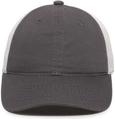 OC Sports FWT-130 Garment Wash Mesh Back Baseball Cap - Charcoal White - HIT a Double - 3