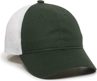 OC Sports FWT-130 Garment Wash Mesh Back Baseball Cap - Dark Green Wh | HIT a Double