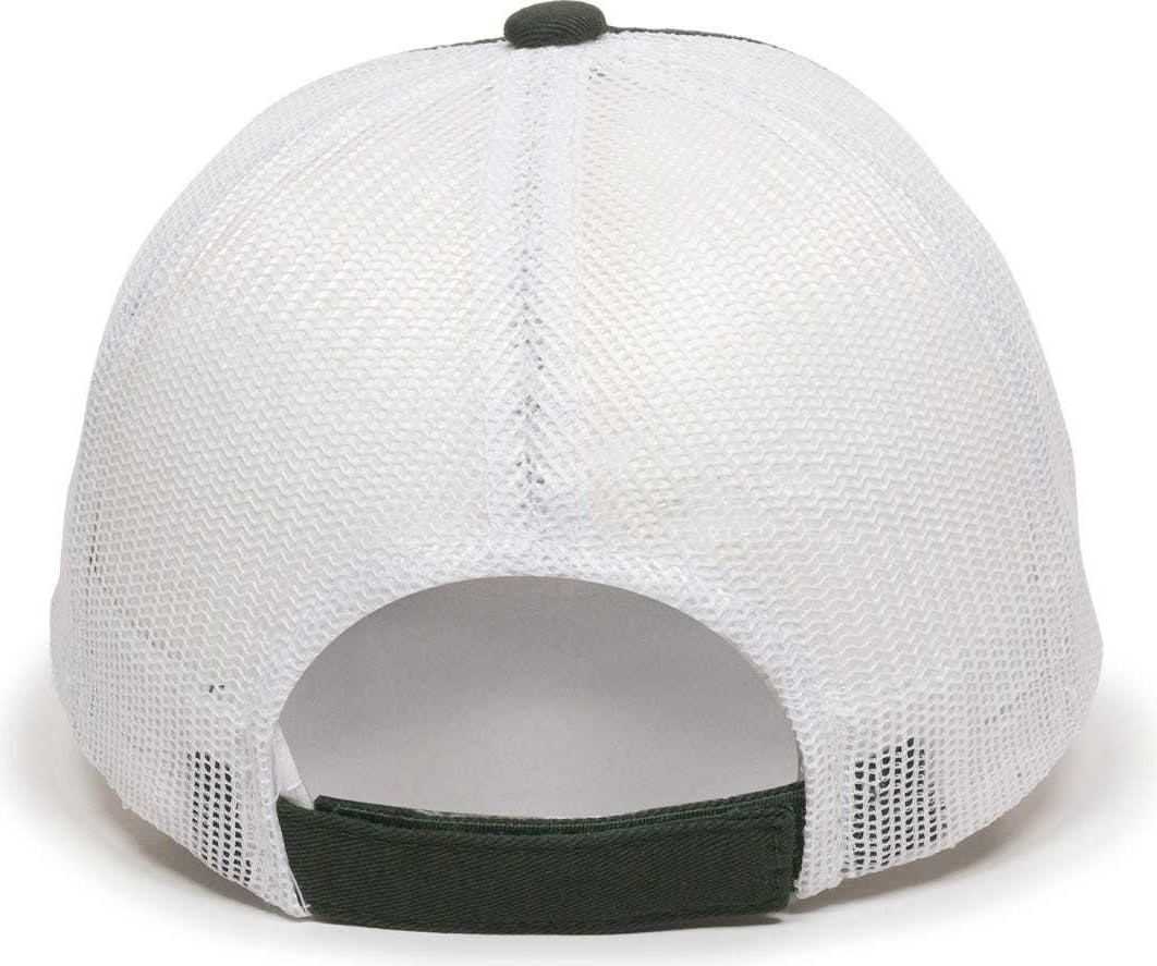 OC Sports FWT-130 Garment Wash Mesh Back Baseball Cap - Dark Green Wh | HIT a Double