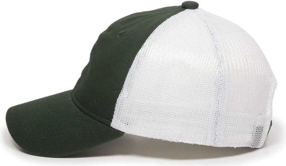 OC Sports FWT-130 Garment Wash Mesh Back Baseball Cap - Dark Green Wh | HIT a Double
