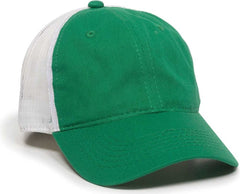 OC Sports FWT-130 Garment Wash Mesh Back Baseball Cap - Kelly White | HIT a Double
