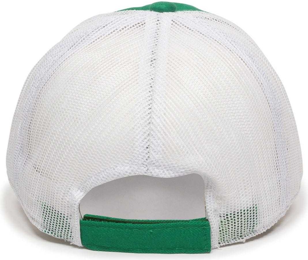 OC Sports FWT-130 Garment Wash Mesh Back Baseball Cap - Kelly White | HIT a Double