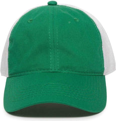 OC Sports FWT-130 Garment Wash Mesh Back Baseball Cap - Kelly White | HIT a Double