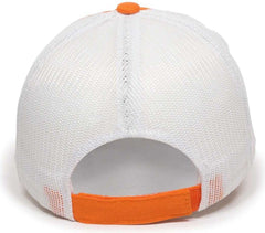 OC Sports FWT-130 Garment Wash Mesh Back Baseball Cap - Orange White | HIT a Double