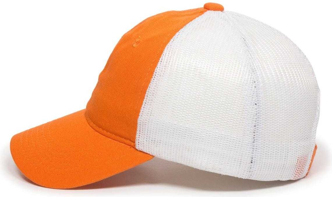 OC Sports FWT-130 Garment Wash Mesh Back Baseball Cap - Orange White | HIT a Double