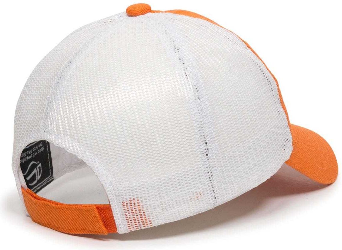OC Sports FWT-130 Garment Wash Mesh Back Baseball Cap - Orange White | HIT a Double