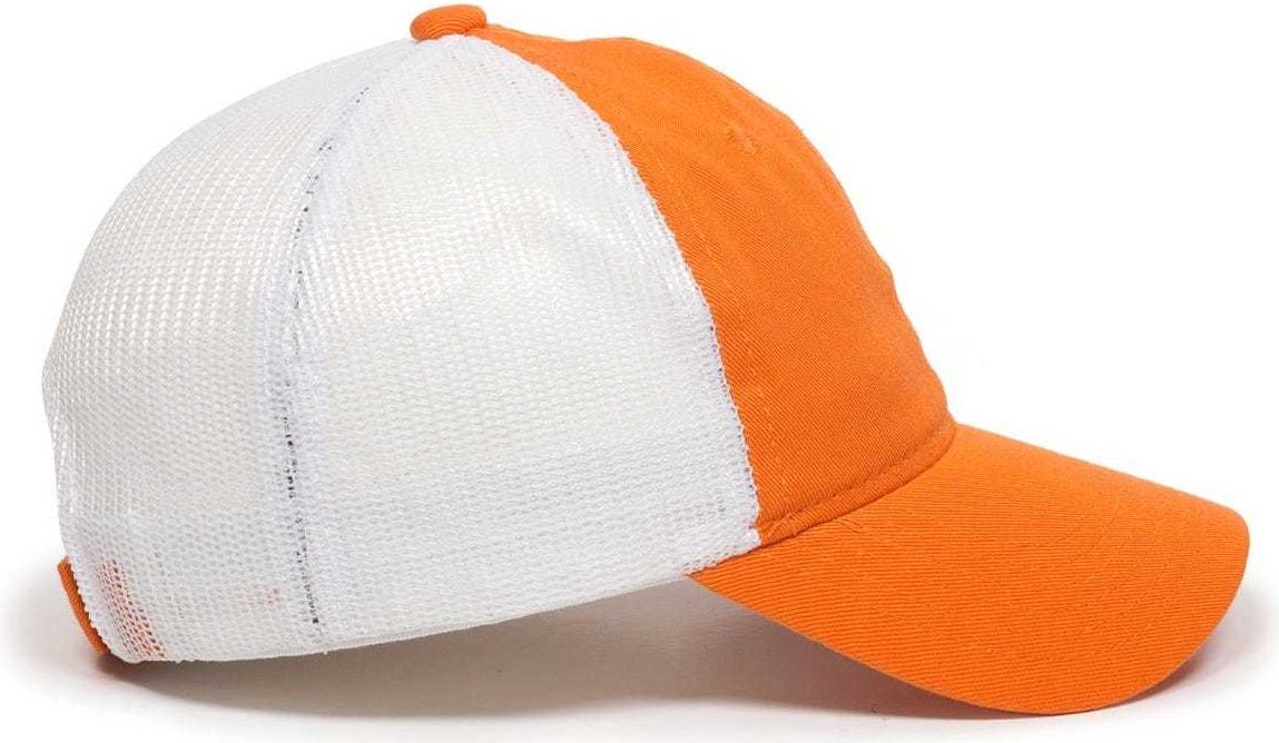 OC Sports FWT-130 Garment Wash Mesh Back Baseball Cap - Orange White | HIT a Double