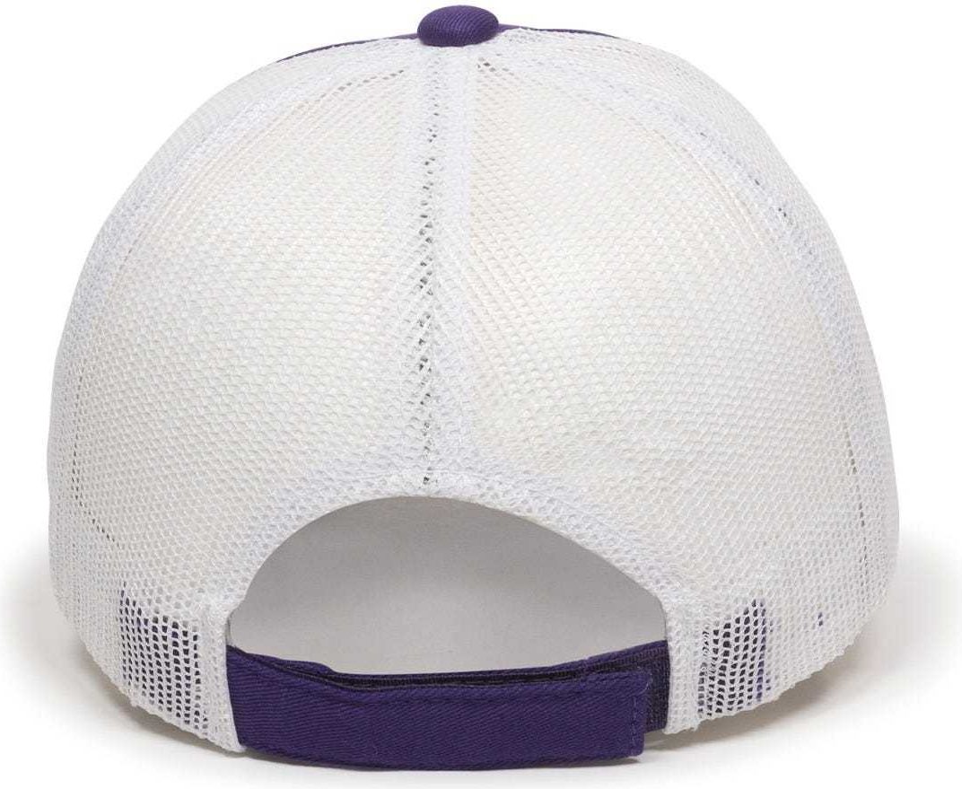 OC Sports FWT-130 Garment Wash Mesh Back Baseball Cap - Purple White | HIT a Double