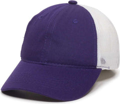 OC Sports FWT-130 Garment Wash Mesh Back Baseball Cap - Purple White | HIT a Double