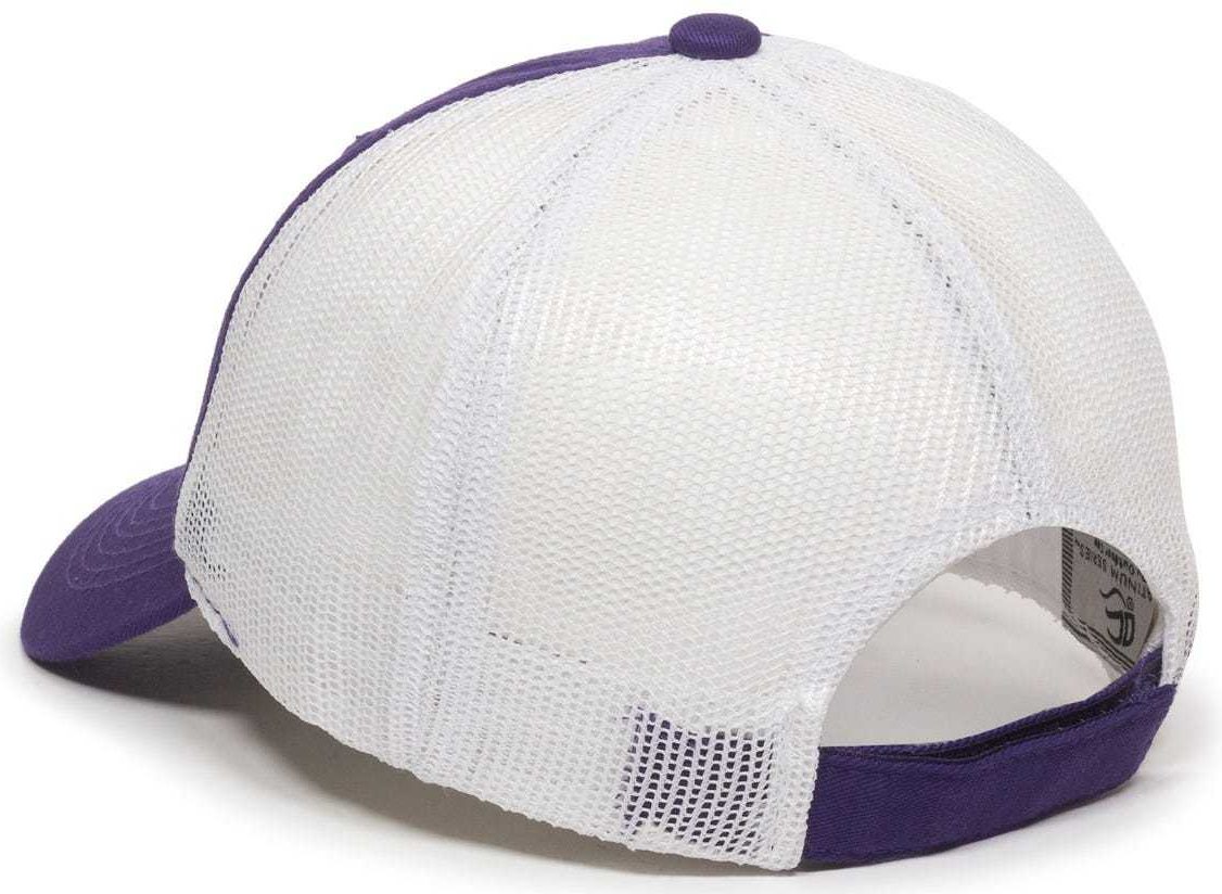 OC Sports FWT-130 Garment Wash Mesh Back Baseball Cap - Purple White | HIT a Double