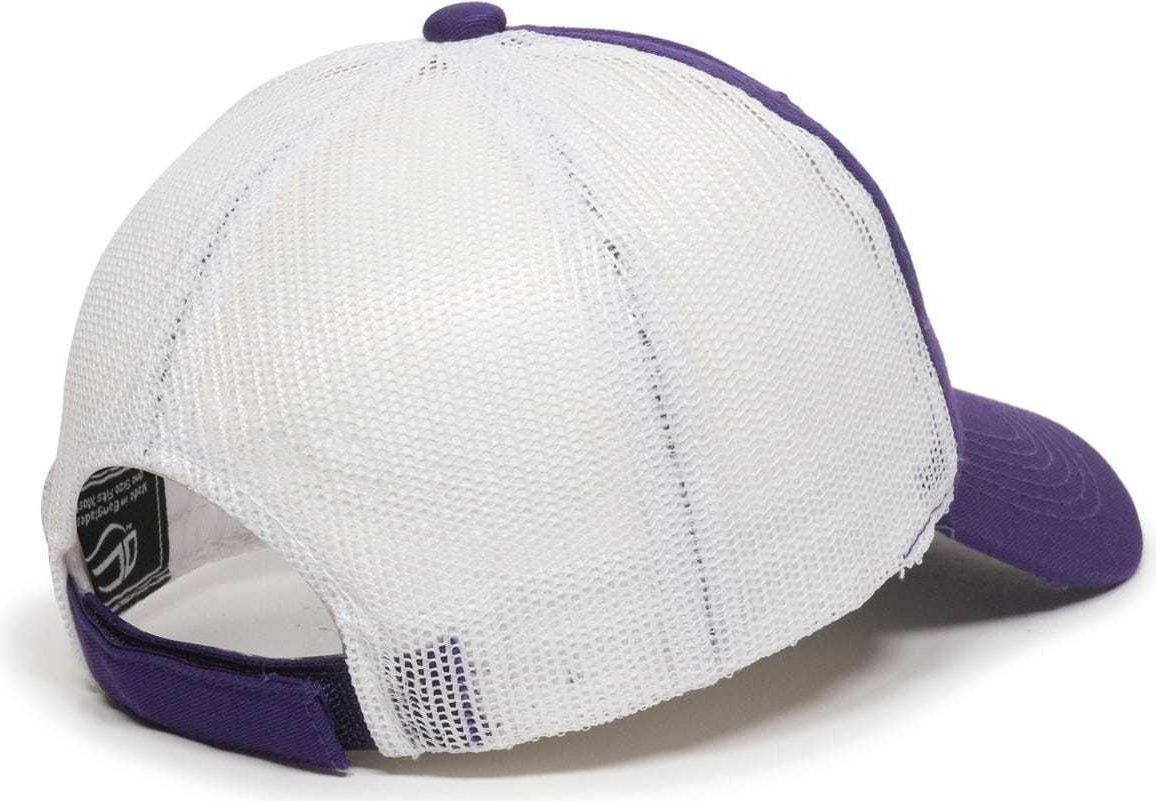 OC Sports FWT-130 Garment Wash Mesh Back Baseball Cap - Purple White | HIT a Double