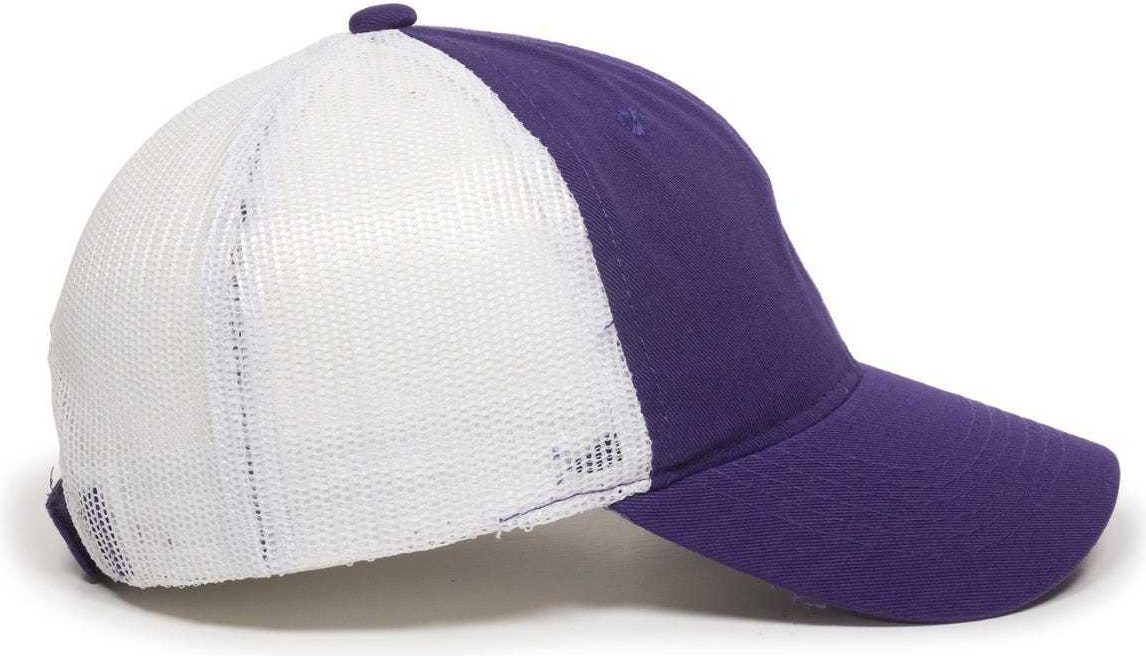 OC Sports FWT-130 Garment Wash Mesh Back Baseball Cap - Purple White | HIT a Double
