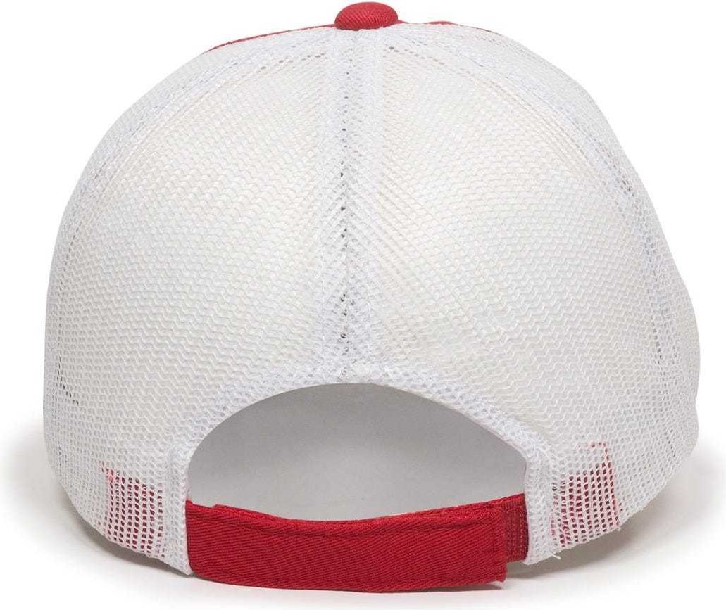 OC Sports FWT-130 Garment Wash Mesh Back Baseball Cap - Red White | HIT a Double