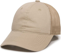 OC Sports FWT-130 Garment Wash Mesh Back Baseball Cap - Tan | HIT a Double