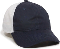 OC Sports FWT-130 Garment Wash Mesh Back Baseball Cap - True Navy White | HIT a Double