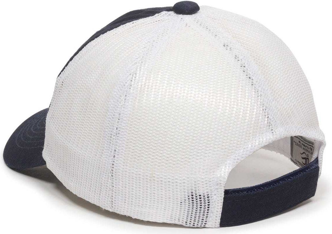 OC Sports FWT-130 Garment Wash Mesh Back Baseball Cap - True Navy White | HIT a Double