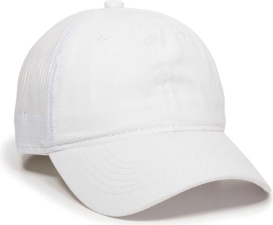 OC Sports FWT-130 Garment Wash Mesh Back Baseball Cap - White | HIT a Double