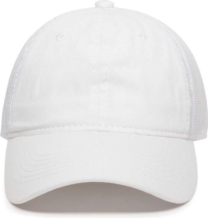 OC Sports FWT-130 Garment Wash Mesh Back Baseball Cap - White | HIT a Double