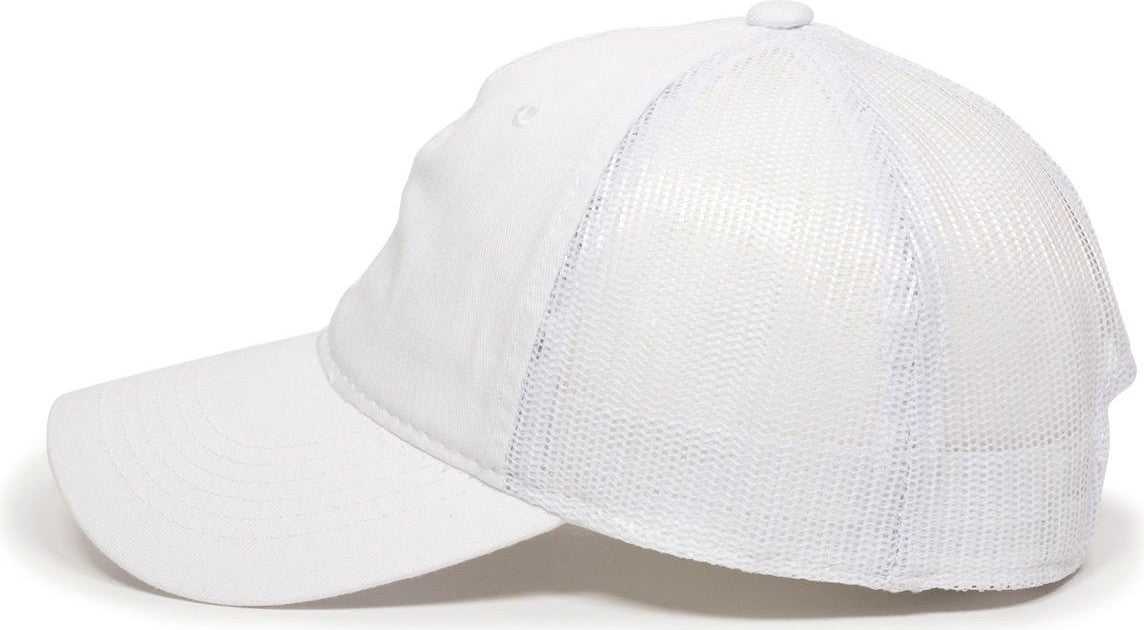 OC Sports FWT-130 Garment Wash Mesh Back Baseball Cap - White | HIT a Double