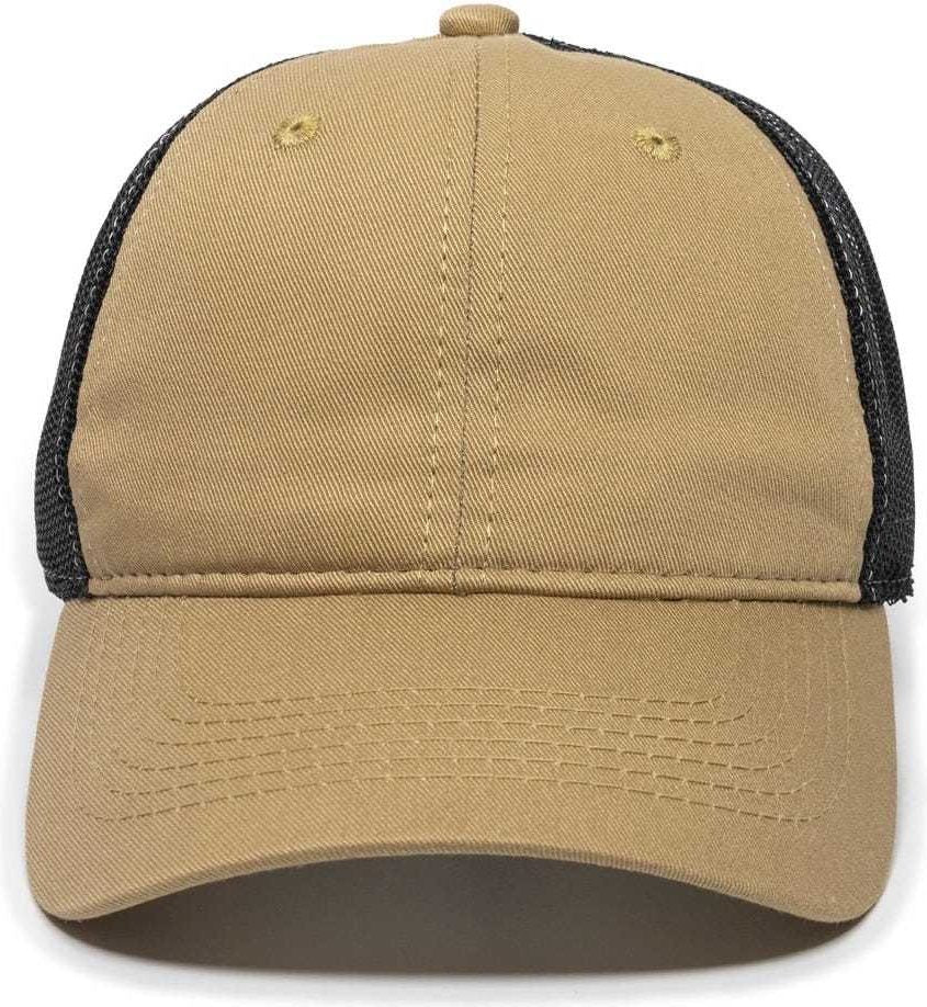 OC Sports FWT-130 Garment Wash Mesh Back Baseball Cap - Old Gold Black | HIT a Double