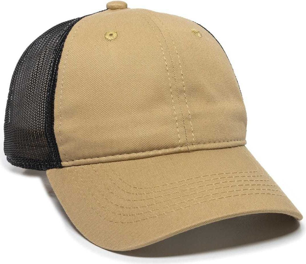 OC Sports FWT-130 Garment Wash Mesh Back Baseball Cap - Old Gold Black | HIT a Double