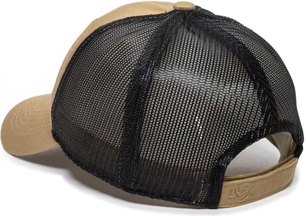 OC Sports FWT-130 Garment Wash Mesh Back Baseball Cap - Old Gold Black | HIT a Double