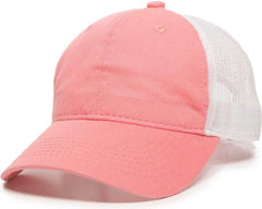 OC Sports FWT-130 Garment Wash Mesh Back Baseball Cap - Melon White | HIT a Double