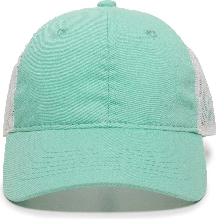 OC Sports FWT-130 Garment Wash Mesh Back Baseball Cap - Mint White | HIT a Double