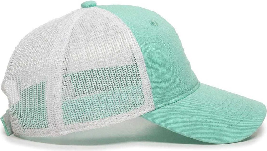 OC Sports FWT-130 Garment Wash Mesh Back Baseball Cap - Mint White | HIT a Double