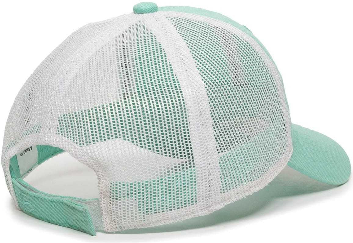 OC Sports FWT-130 Garment Wash Mesh Back Baseball Cap - Mint White | HIT a Double