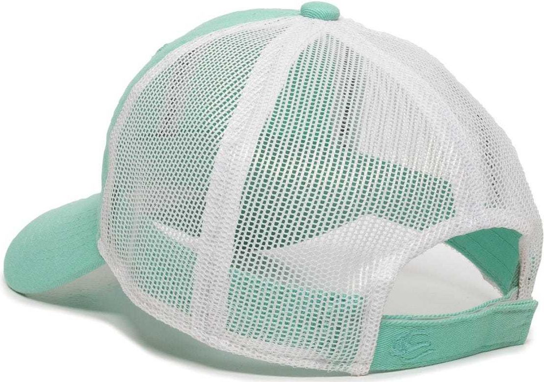 OC Sports FWT-130 Garment Wash Mesh Back Baseball Cap - Mint White | HIT a Double