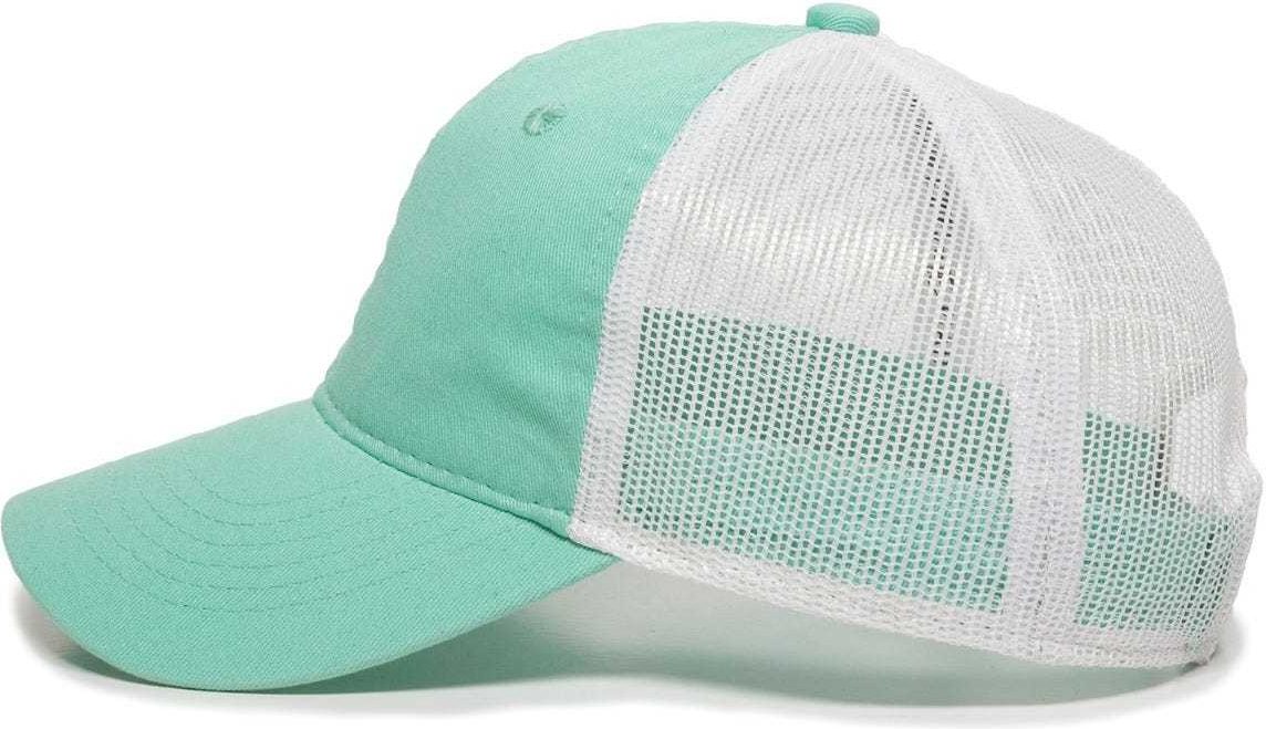 OC Sports FWT-130 Garment Wash Mesh Back Baseball Cap - Mint White | HIT a Double