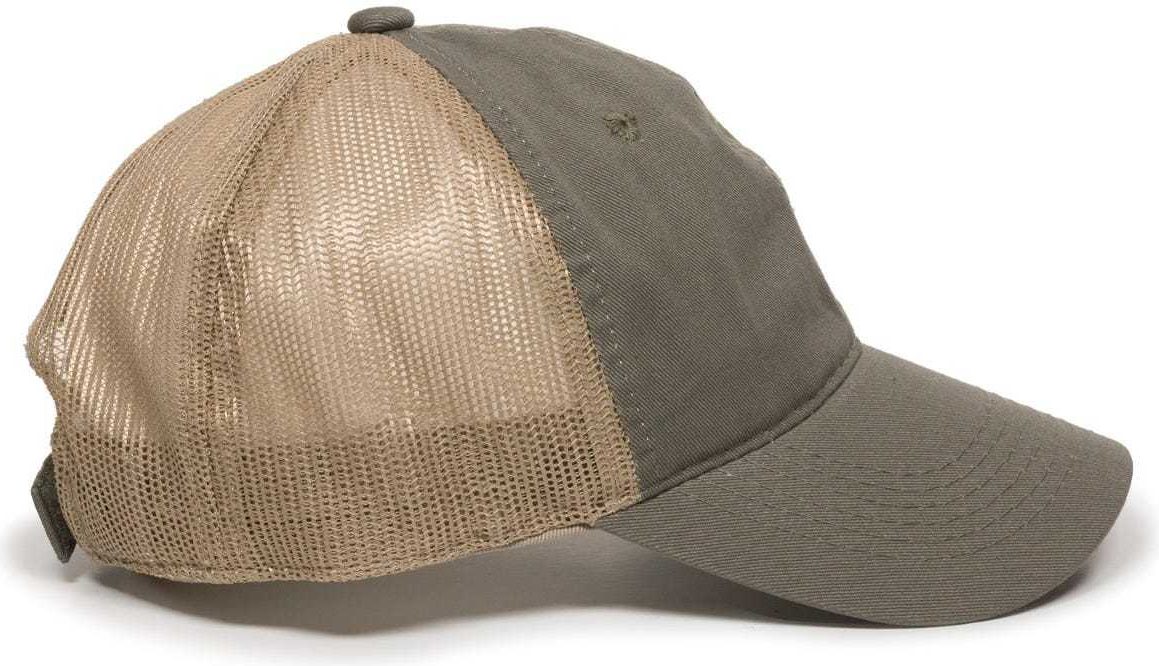 OC Sports FWT-130 Garment Wash Mesh Back Baseball Cap - Olive Tan | HIT a Double
