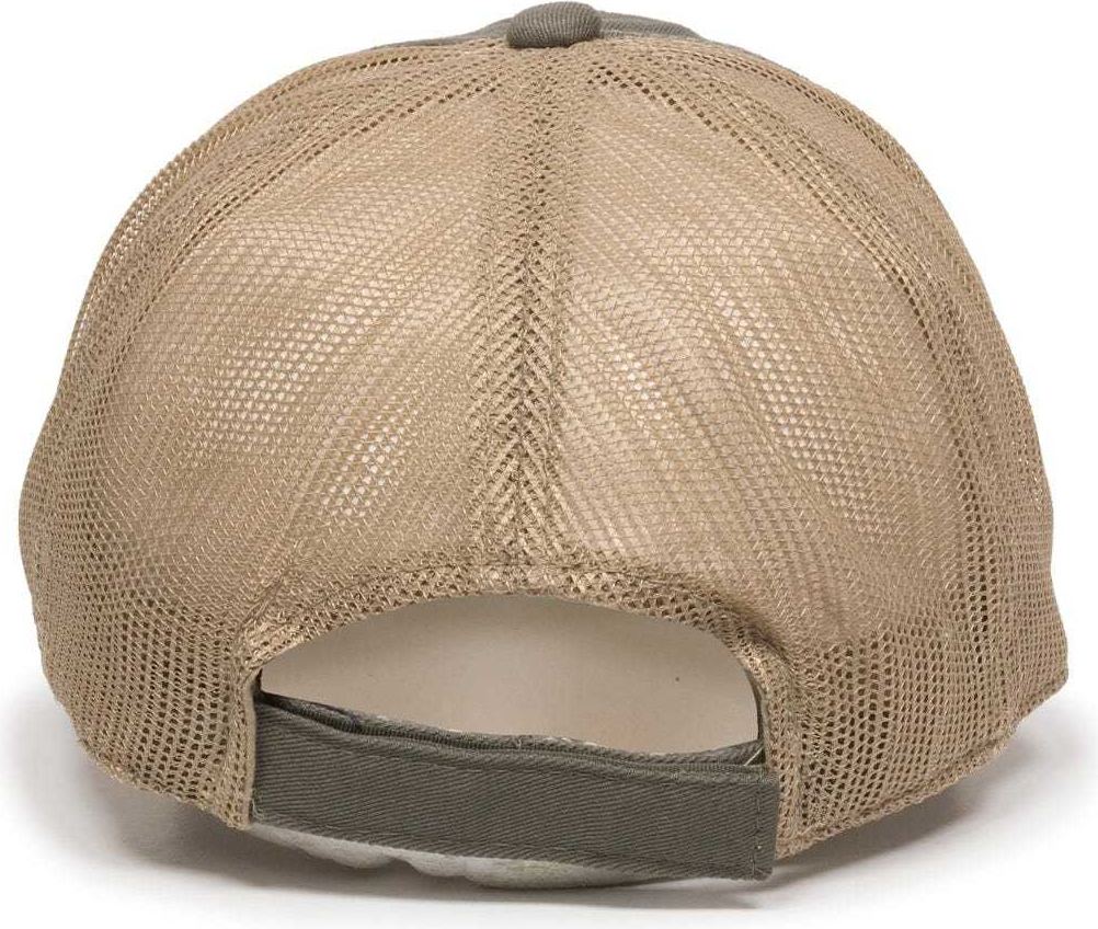 OC Sports FWT-130 Garment Wash Mesh Back Baseball Cap - Olive Tan | HIT a Double