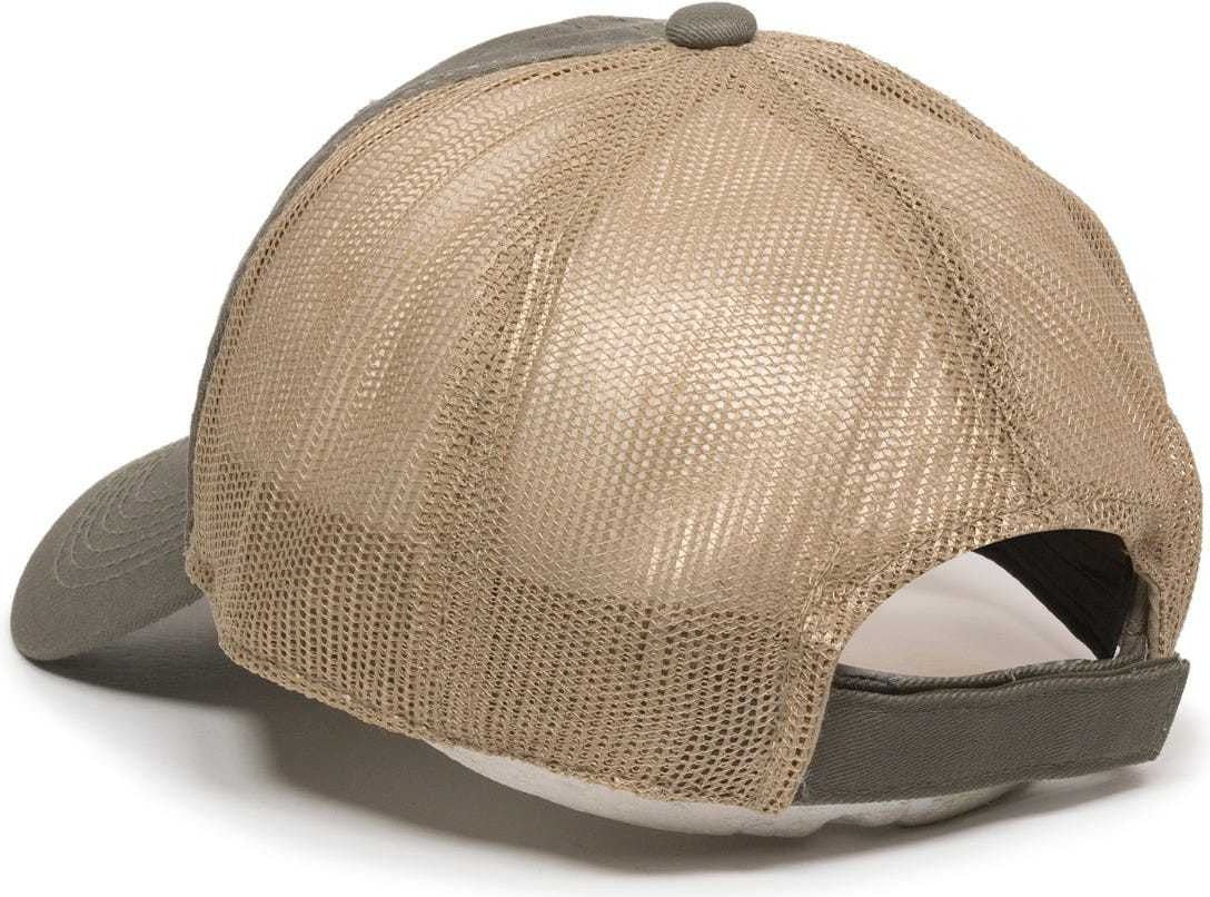 OC Sports FWT-130 Garment Wash Mesh Back Baseball Cap - Olive Tan | HIT a Double