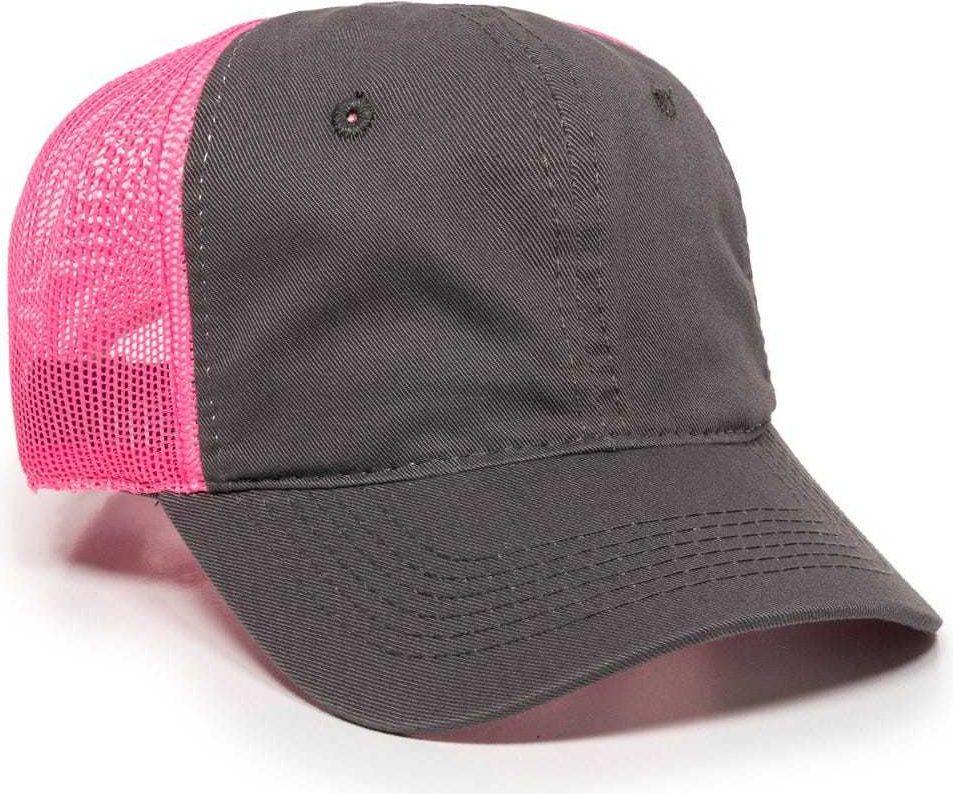 OC Sports FWT-130L Adjustable Mesh Back Cap - Charcoal Neon Pink | HIT a Double