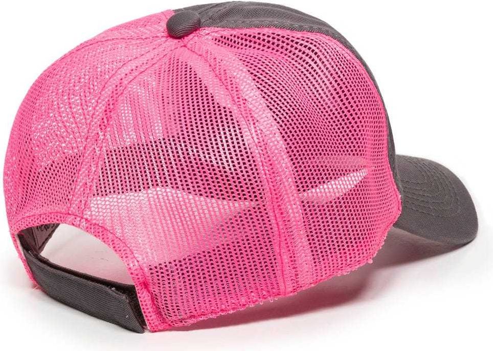 OC Sports FWT-130L Adjustable Mesh Back Cap - Charcoal Neon Pink | HIT a Double
