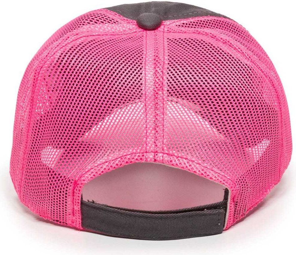 OC Sports FWT-130L Adjustable Mesh Back Cap - Charcoal Neon Pink | HIT a Double