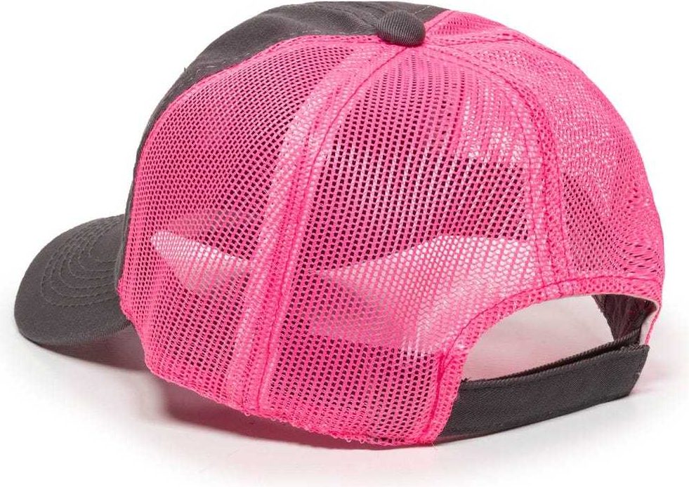 OC Sports FWT-130L Adjustable Mesh Back Cap - Charcoal Neon Pink | HIT a Double