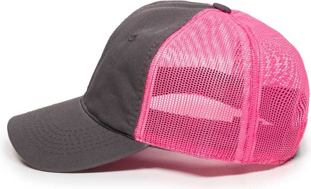 OC Sports FWT-130L Adjustable Mesh Back Cap - Charcoal Neon Pink | HIT a Double