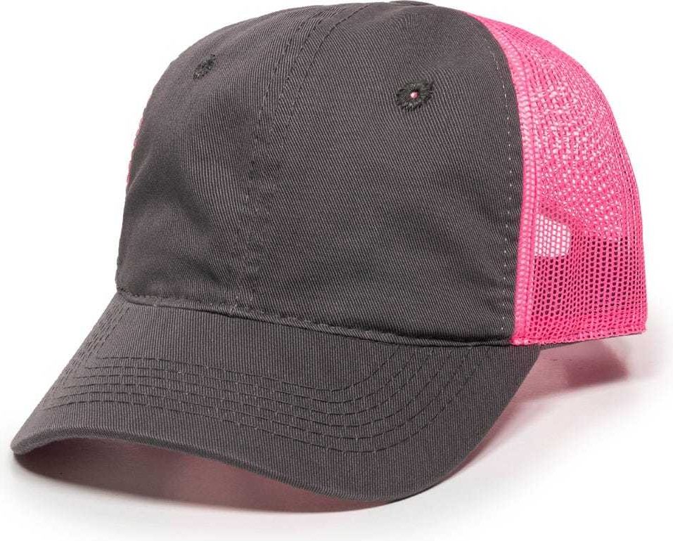 OC Sports FWT-130L Adjustable Mesh Back Cap - Charcoal Neon Pink | HIT a Double