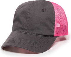 OC Sports FWT-130L Adjustable Mesh Back Cap - Charcoal Neon Pink | HIT a Double