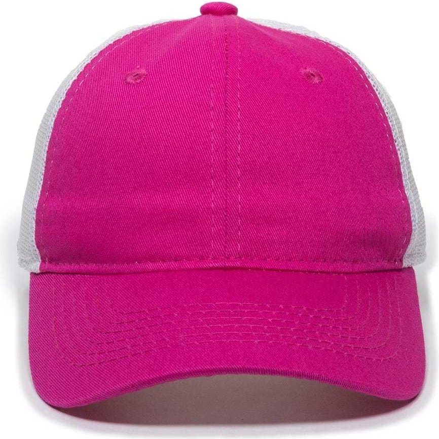 OC Sports FWT-130L Adjustable Mesh Back Cap - Fuchsia White | HIT a Double